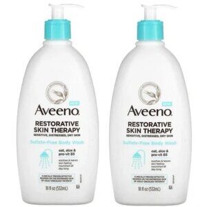 Rare Original Aveeno Restorative Skin Therapy Body Wash Sulfate Free 18 fl.oz x2